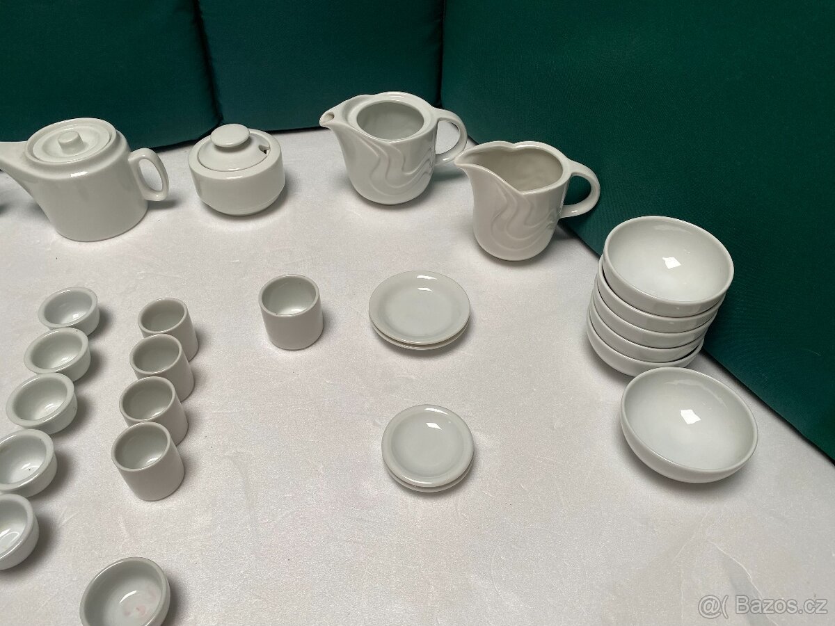 Porcelánová sada – konvice, cukřenka, miska, párátníky - 4