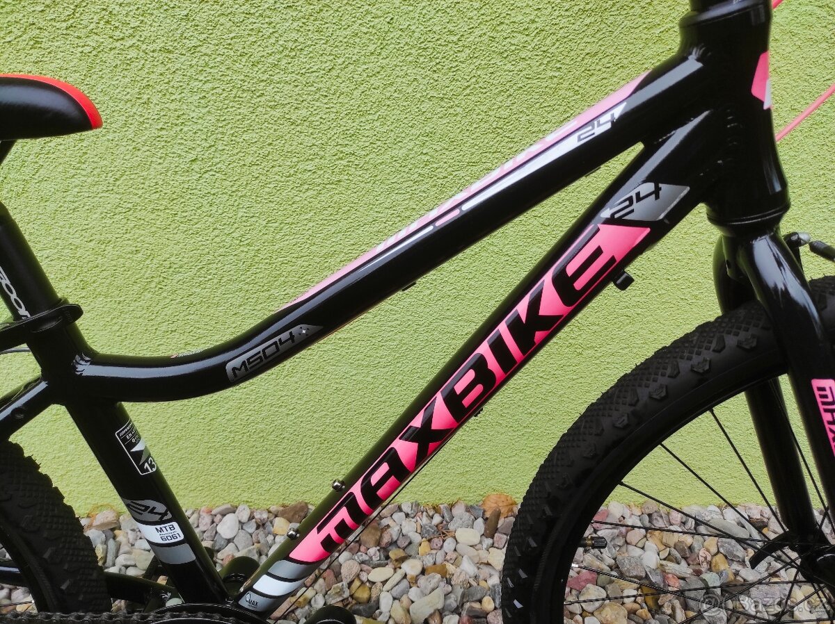 Značkové dětské kolo MAXBIKE 24" (černá/růžová)2 - 4