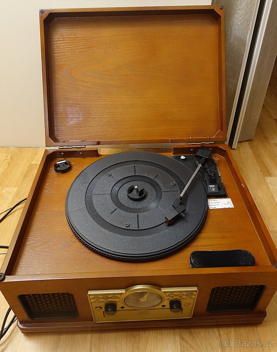 Retro dřevěný gramofon Platinum LC-6289 – rádio AM/FM, CD - 4