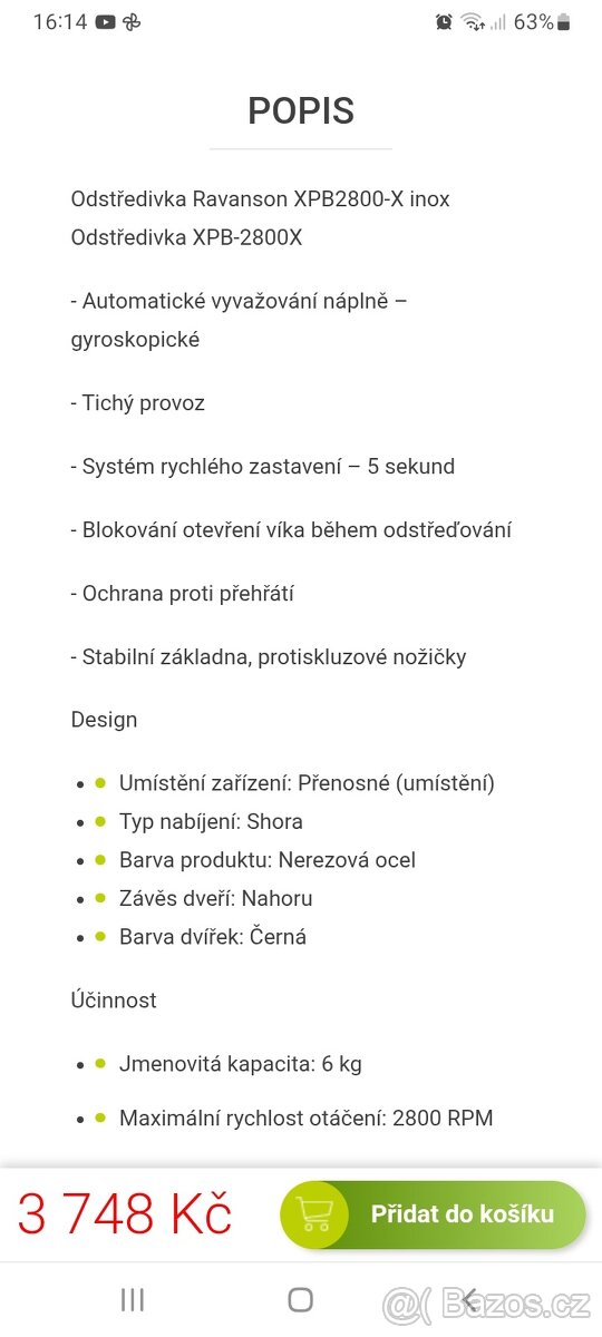 Odstředivka Ravanson XPB2800-X - 4