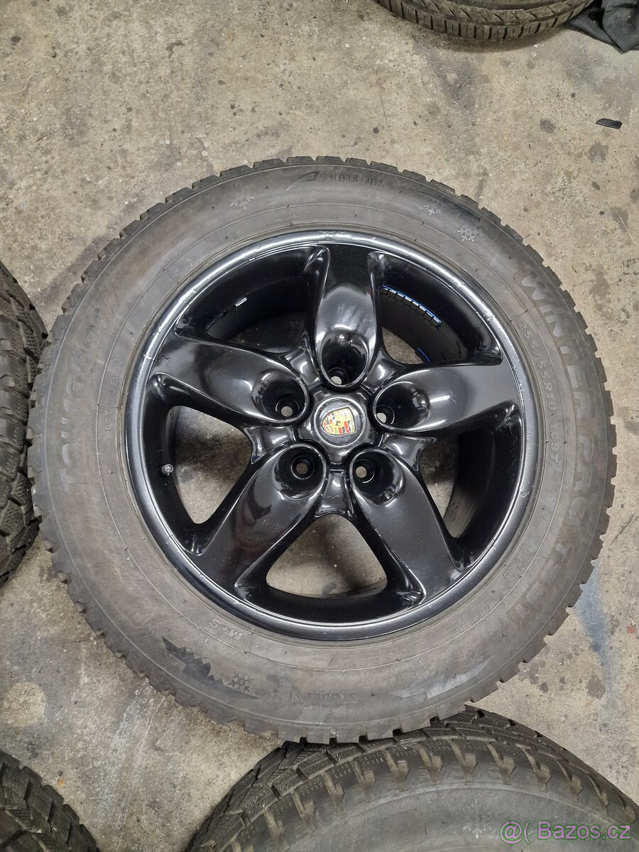 Alu Kola Porsche CAYENNE,zimní pneu 255/55/18,slušný stav - 4
