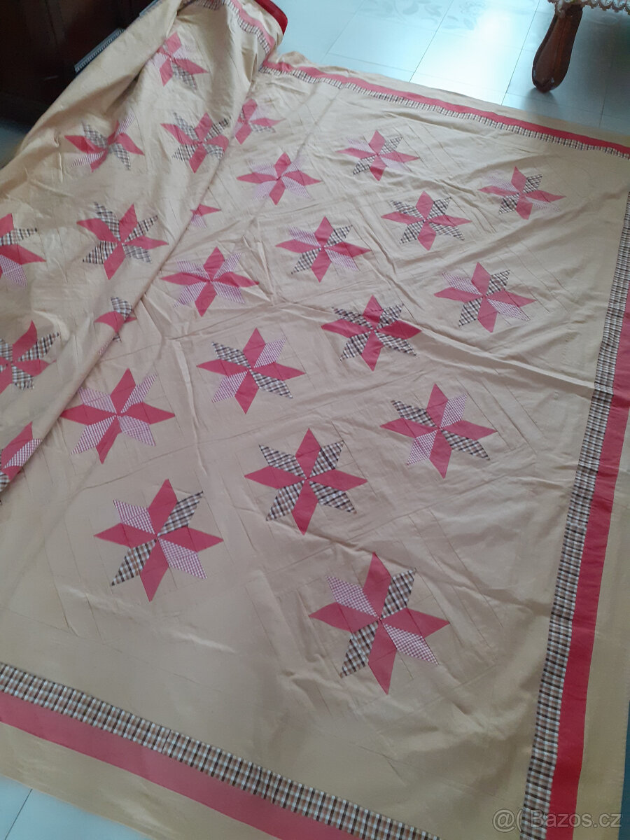 Retro patchworkový přehoz 230 cm x 230 cm - 4