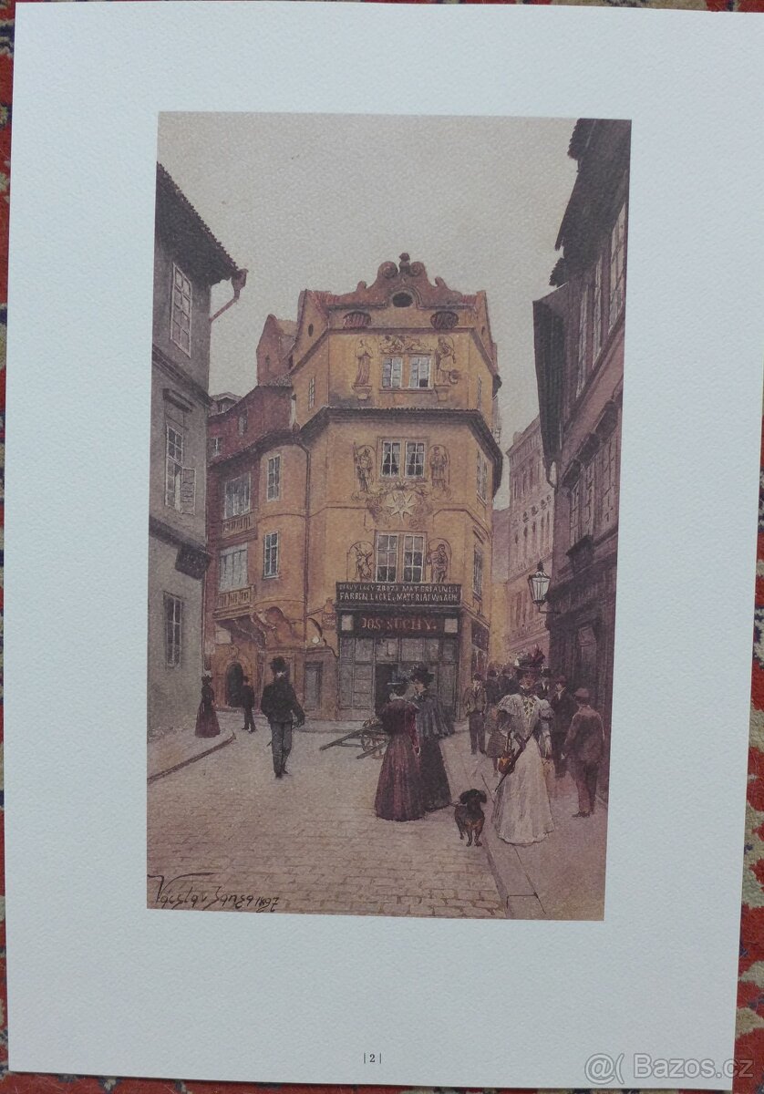 Václav Jansa - Sada 12 akvarelů ze staré Prahy - 4