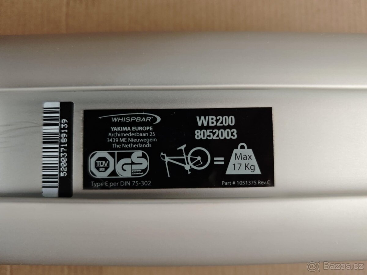 WHISPBAR WB200 2ks, špičkové strešné nosiče na bicykle, nové - 4