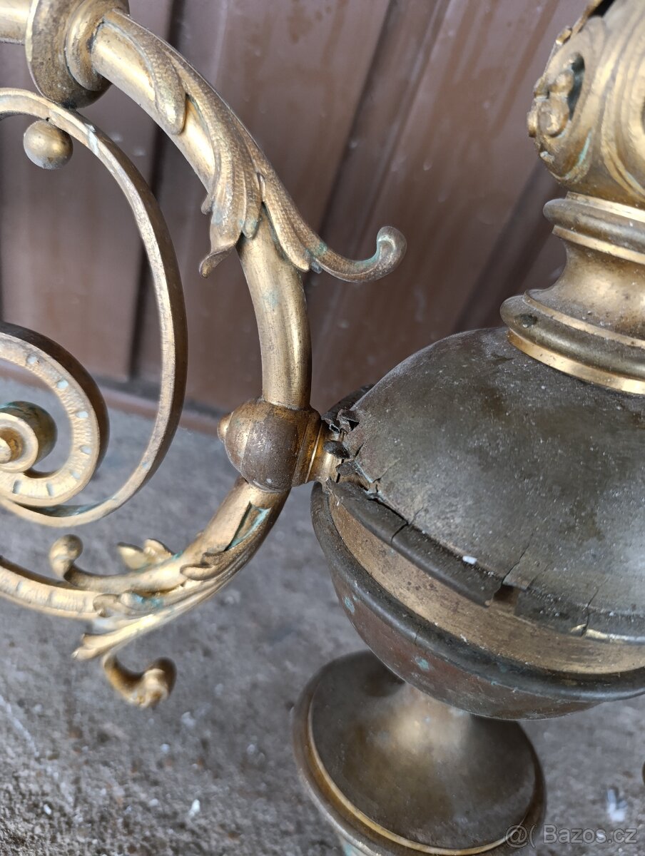 Starožitný mosazný lustr - 4