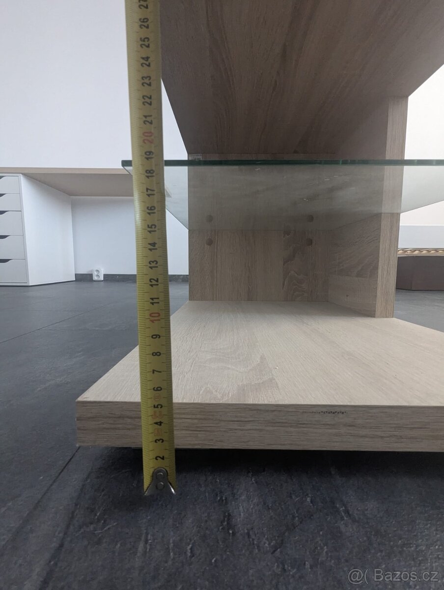 Moderní TV stolek se skleněnou policí (jako nový) - 4