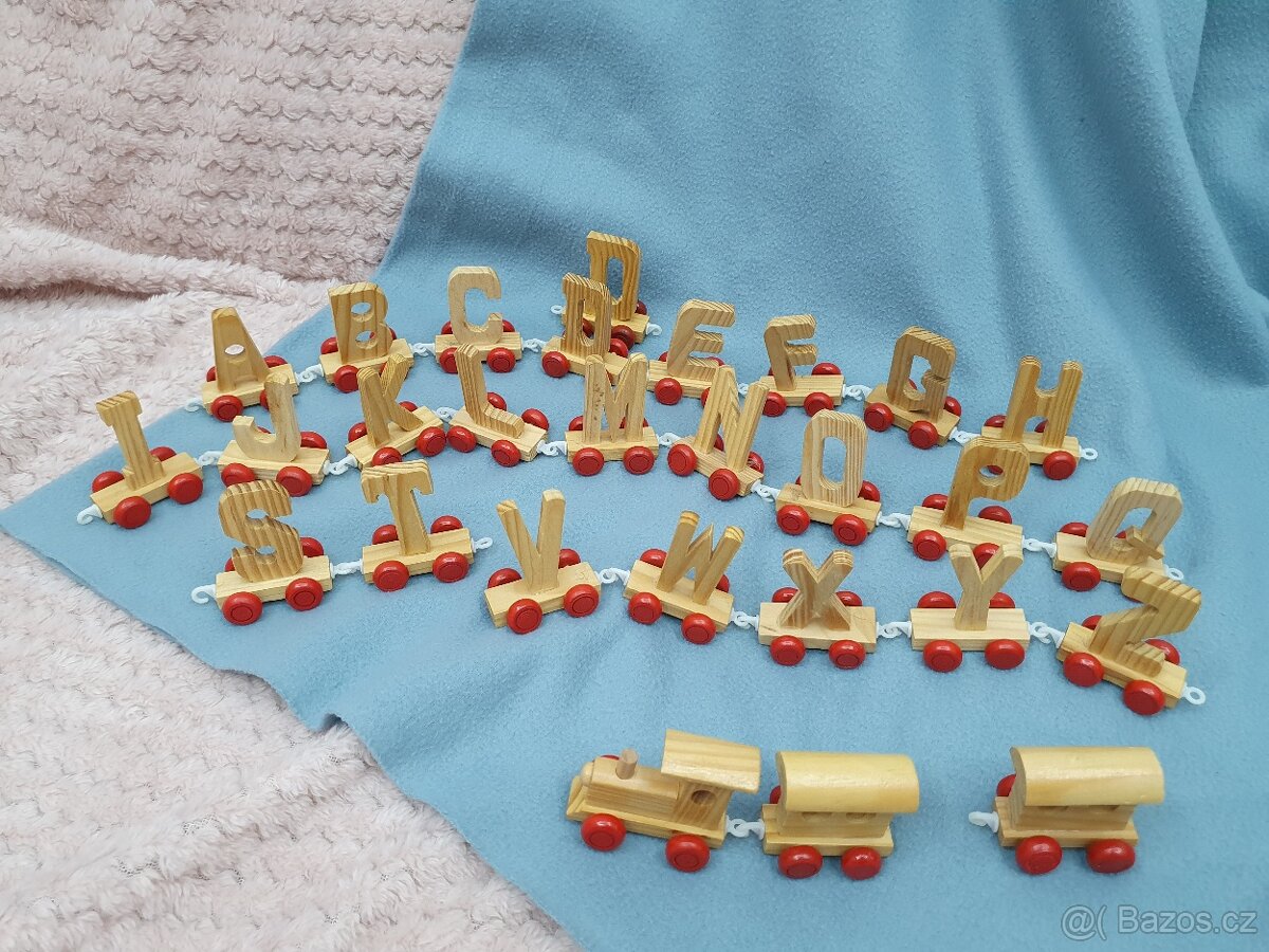 Dřevěný vláček abeceda, písmena, lokomotiva vagóny - 4