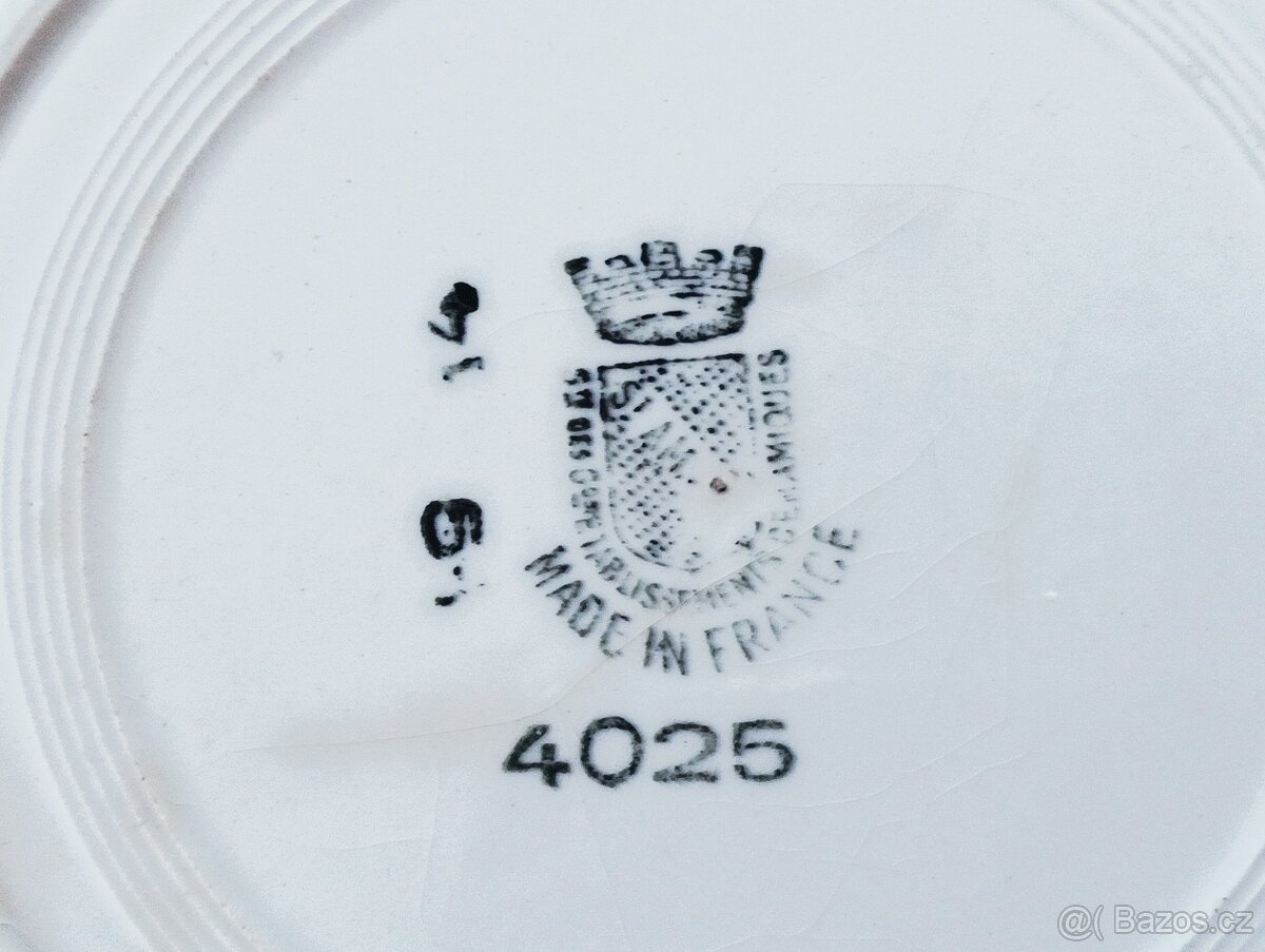 STAROŽITNÝ ART DECO FAJÁNS TALÍŘ SAINT AMAND LES EAUX FRANCI - 4