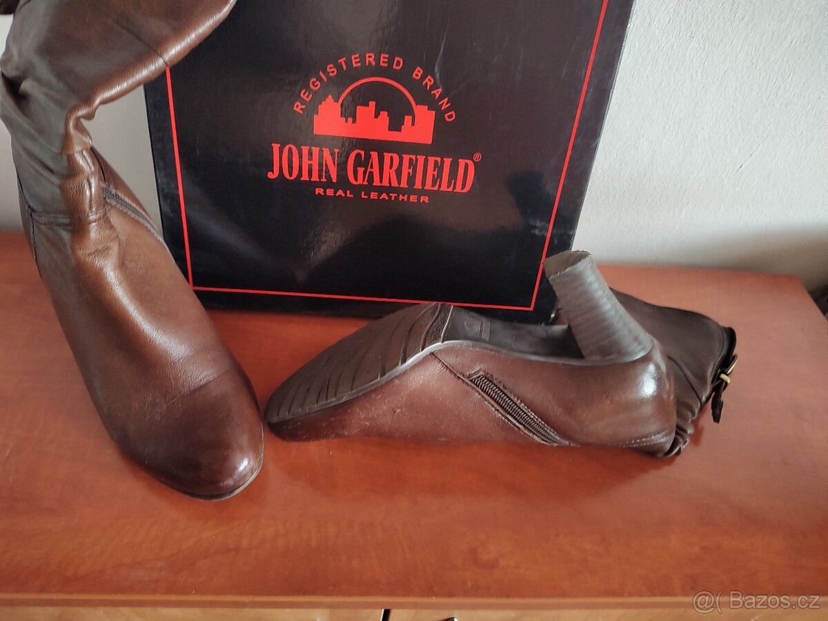 Hnědé kožené kozačky John Garfield vel. 40 - 4