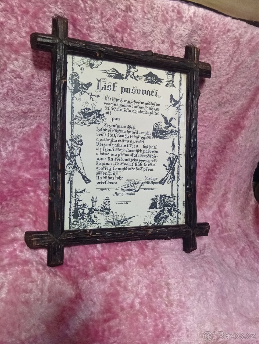 STAROŽITNÝ RÁMEČEK SE SKLEM 32 x 25 cm - 4