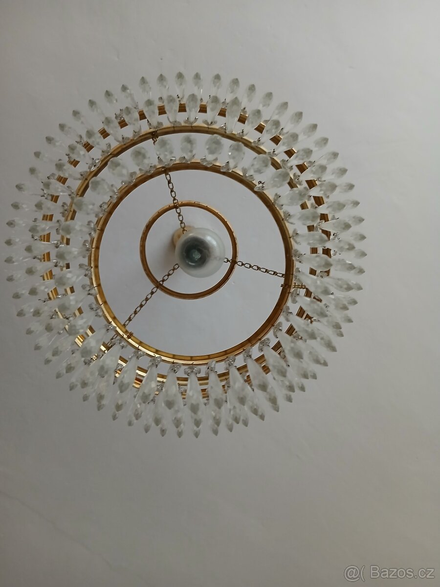 Křišťálový lustr, broušený, retro, 70. léta - 4