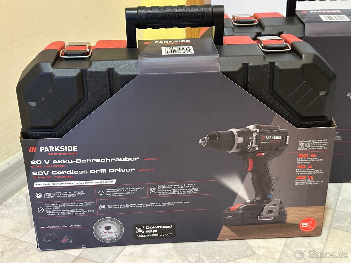 Parkside Performance Aku vrtačka |+4Ah baterie, nabíječka - 4