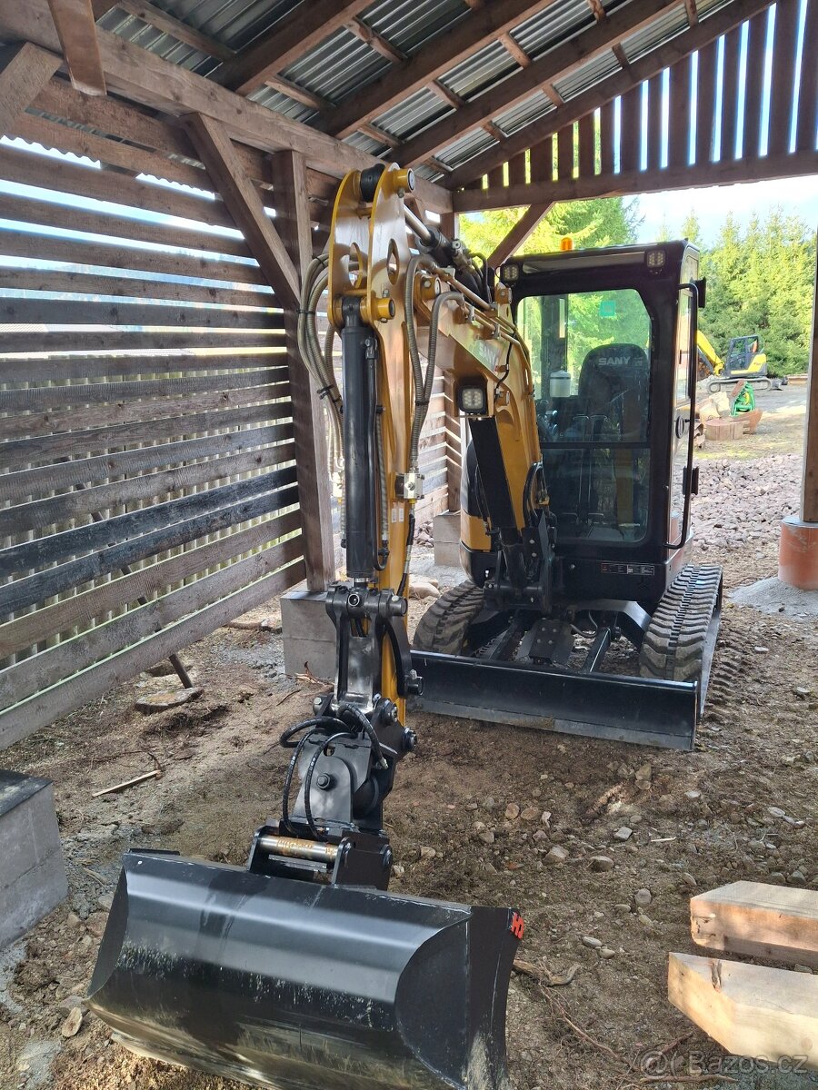 Minibagr SANY 26, pásové minirypadlo 2,8 tuny + powertilt. - 4