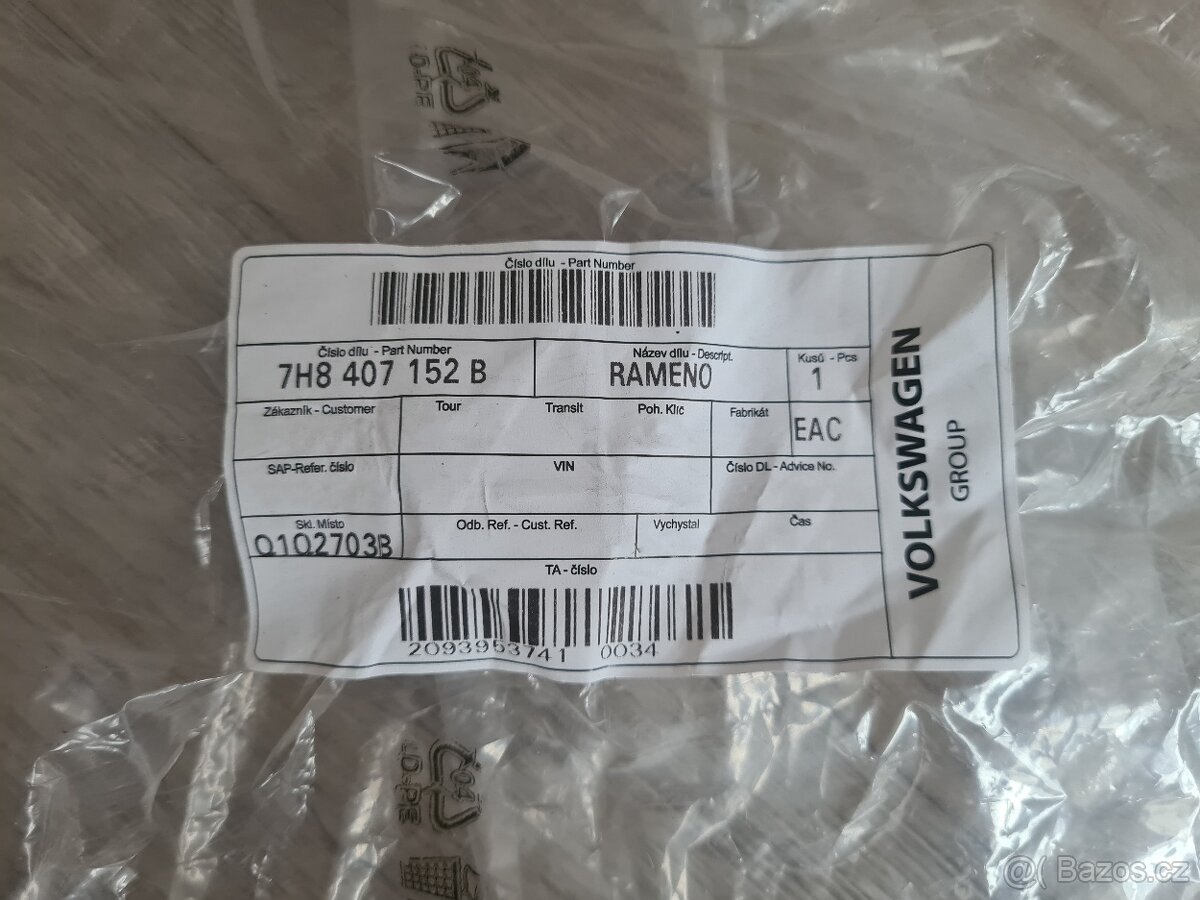 NOVÉ Pravé přední rameno Transporter T5 - ORIGINÁL - 4