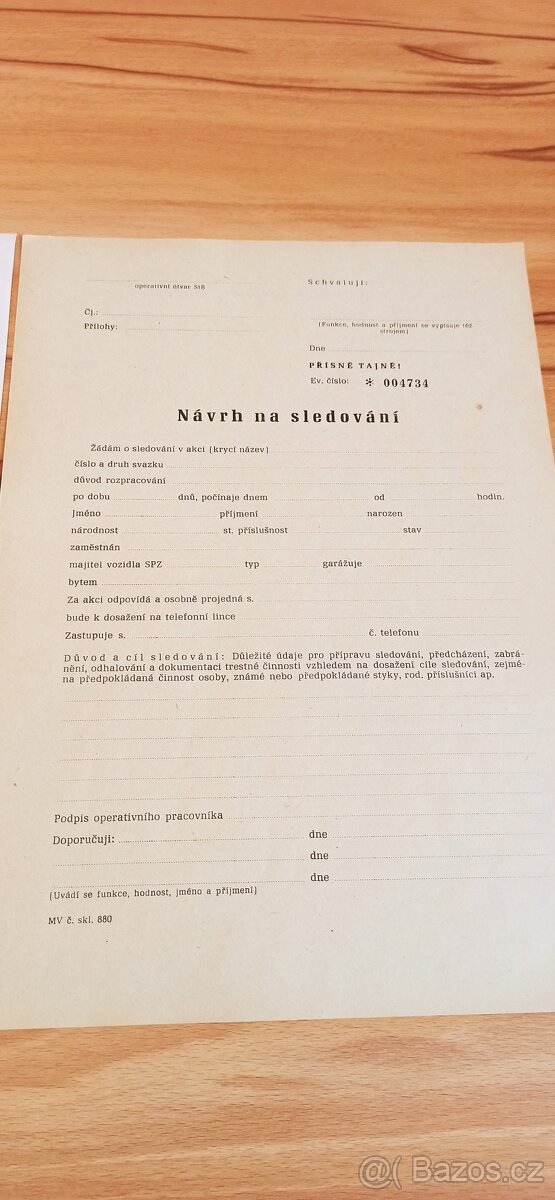 Originální formuláře, dokumenty STB. - 4
