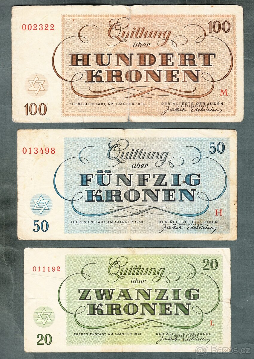 Staré bankovky KOMPLET SESTAVA židovského ghetta TEREZÍN - 4