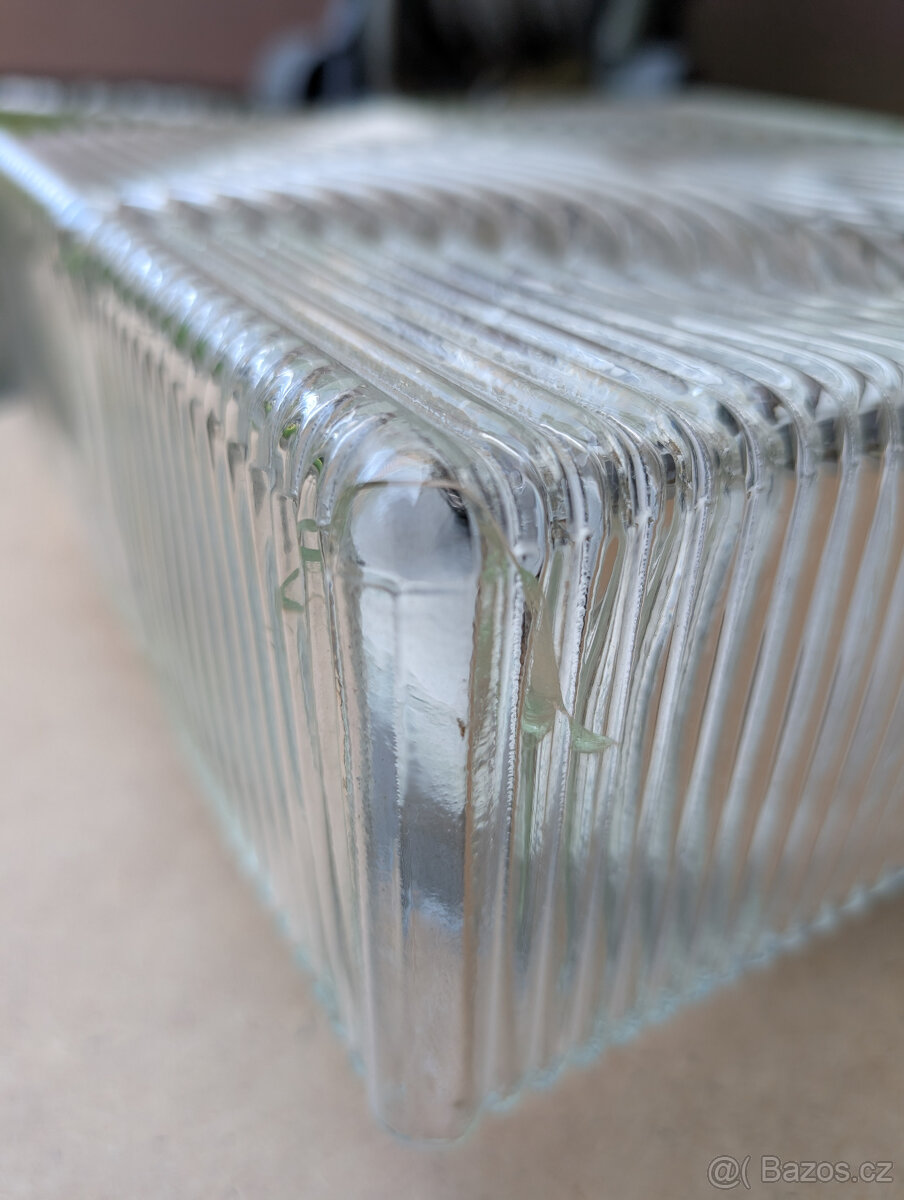 Retro skleněné hranaté nástěnné světlo, lustr - 4