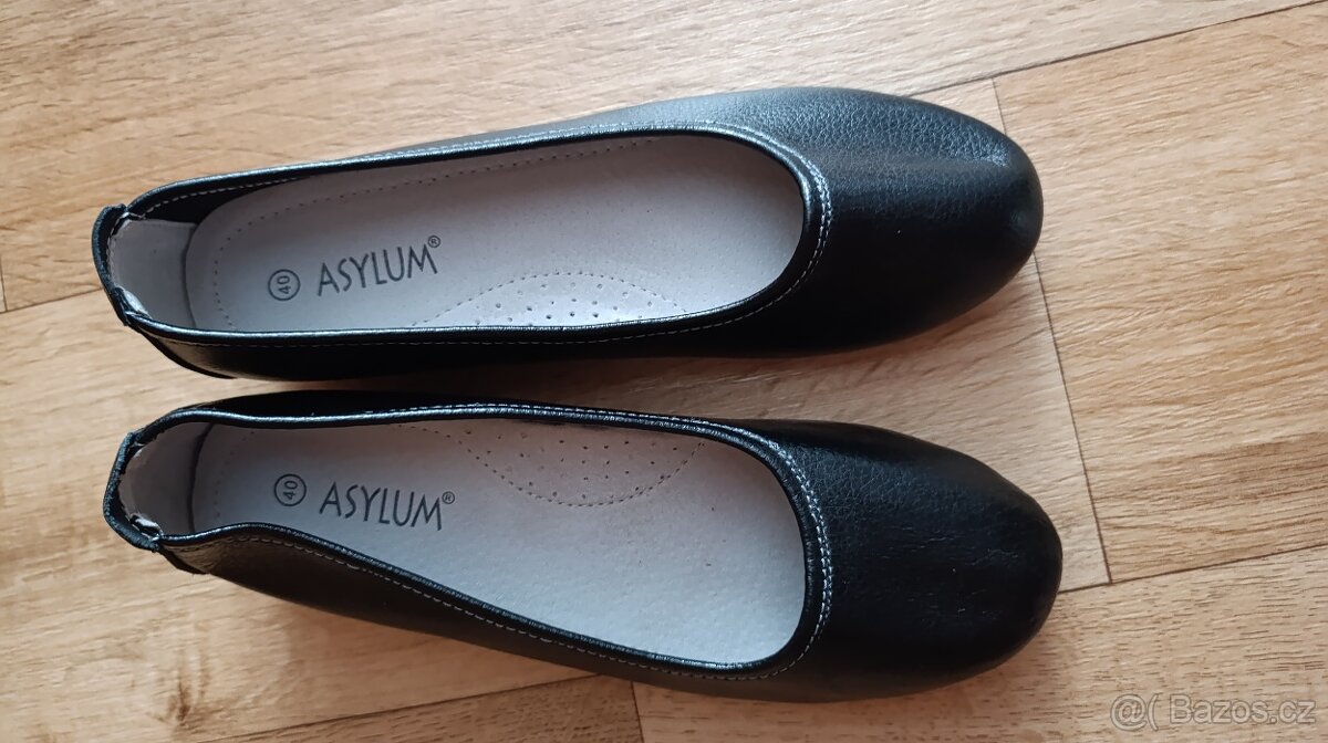 Černé kožené baleríny Asylum vel. 40 - 4