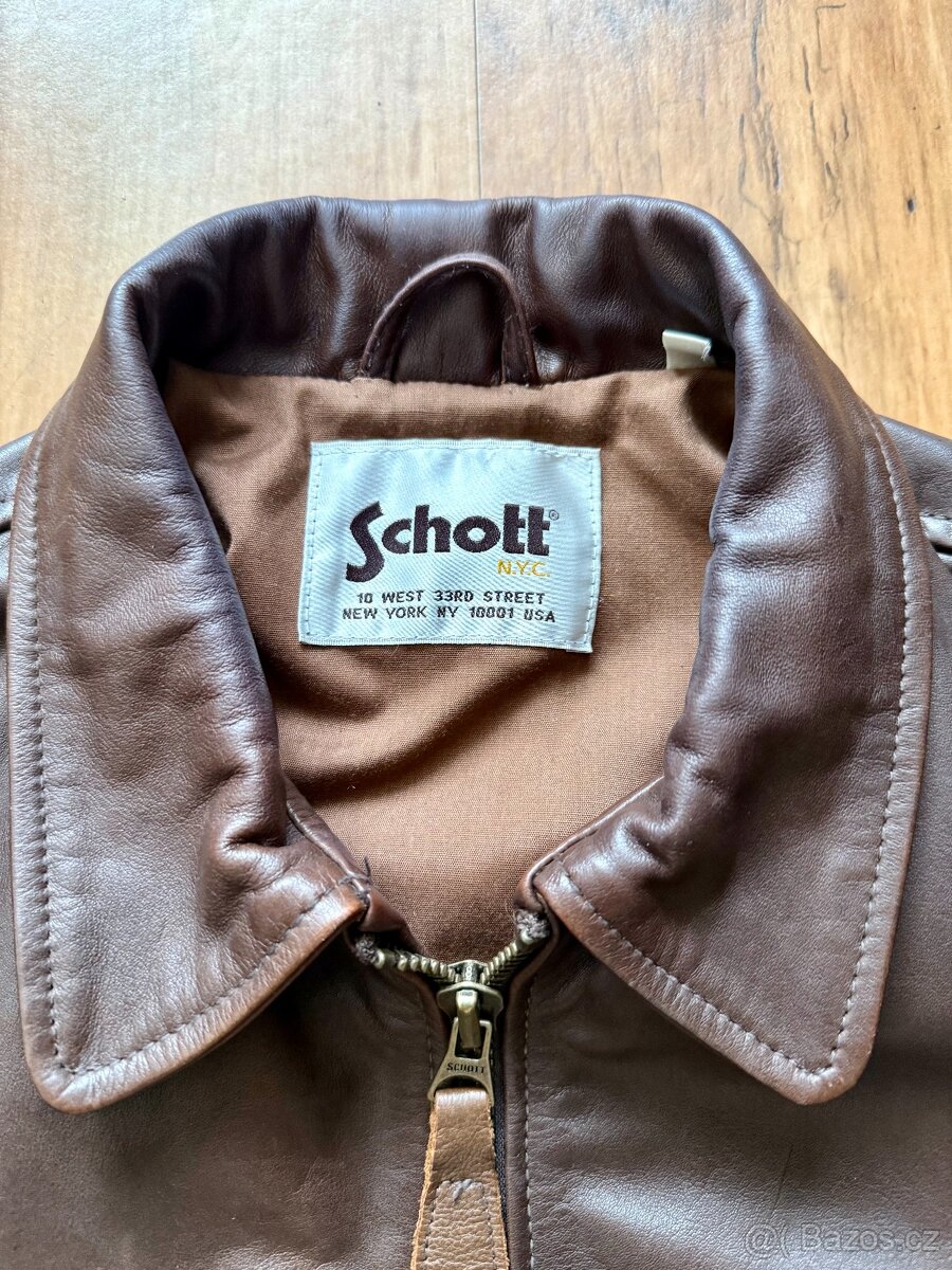 Schott kožená bunda hnědá, vel. M - 4