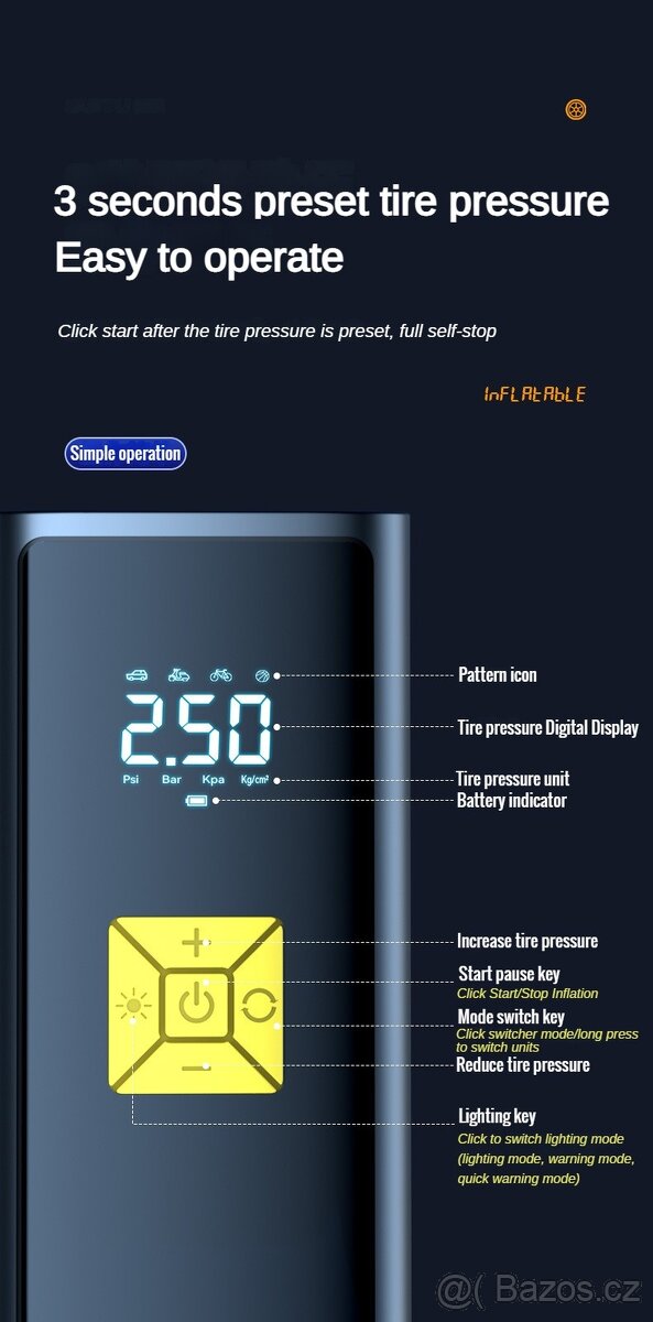 MULTIFUNKČNÍ BATERIOVÝ KOMPRESOR - 4