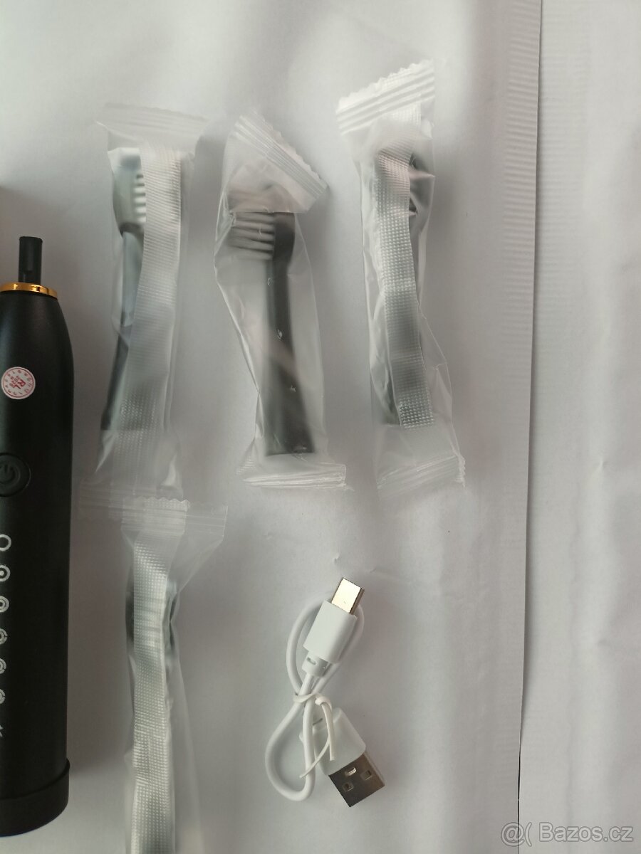 Elektrický zubní kartáček + 3 hlavice, supersonický nový - 4