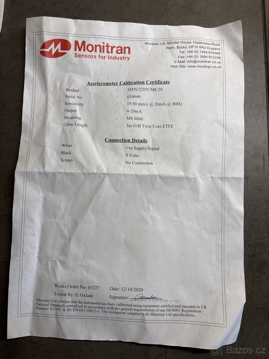 MONITRAN SENSORS FOR INDUSTRY MTN/2285CM8-20 - 4