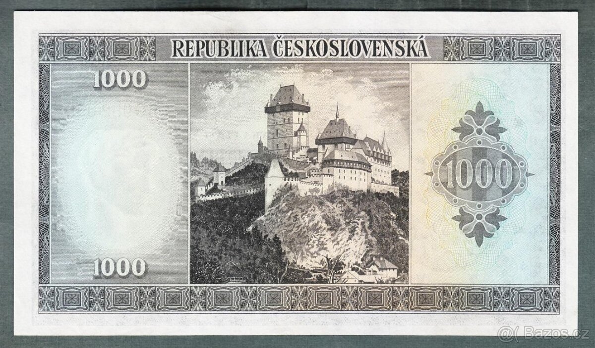Staré bankovky 1000 kčs 1945 bezvadný stav UNC - 4