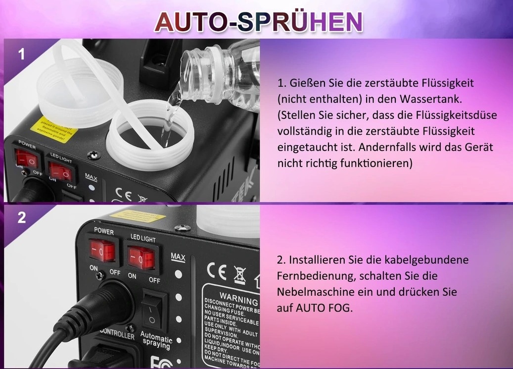 Výrobník mlhy 500 W s led podsvitem a dálkový ovladač - 4