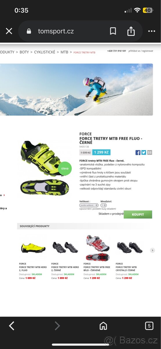 FORCE TRETRY MTB FREE FLUO - ČERNÉ vel. 44 - 4