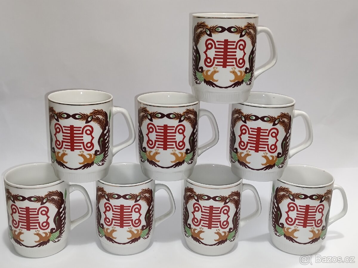 Retro hrnky Čína, starý hrnek, 90.-/hrníček, pošta 69.- - 4