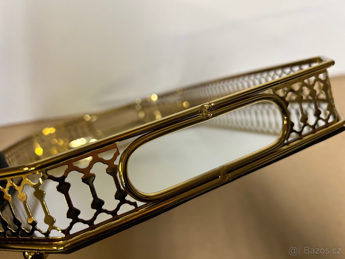 Zlatý dekorativní zrcadlový podnos - 4