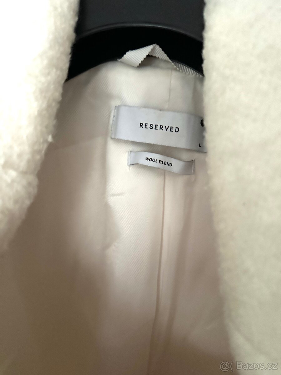 Krémový vlneny zimni kabat Reserved vel L - 4