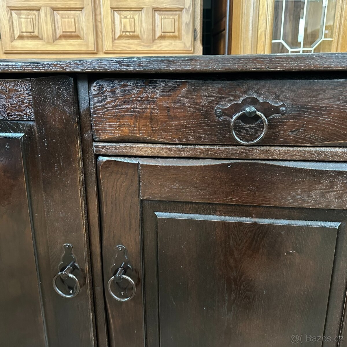 Dresoar hradní styl kování, tmavý dub celomasiv, - 4