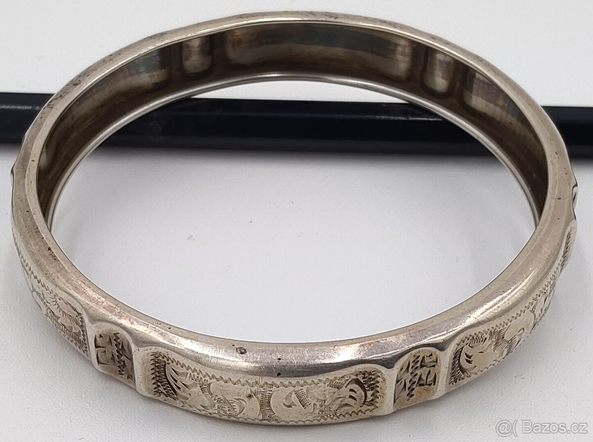 Starý stříbrný kruhový náramek 15,5g - Vzácnost - 4