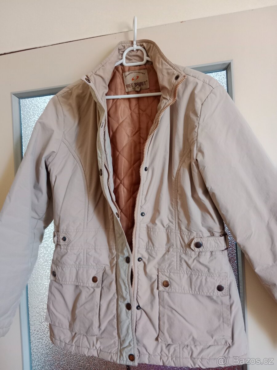Dámská béžová zimní bunda na zip - 4