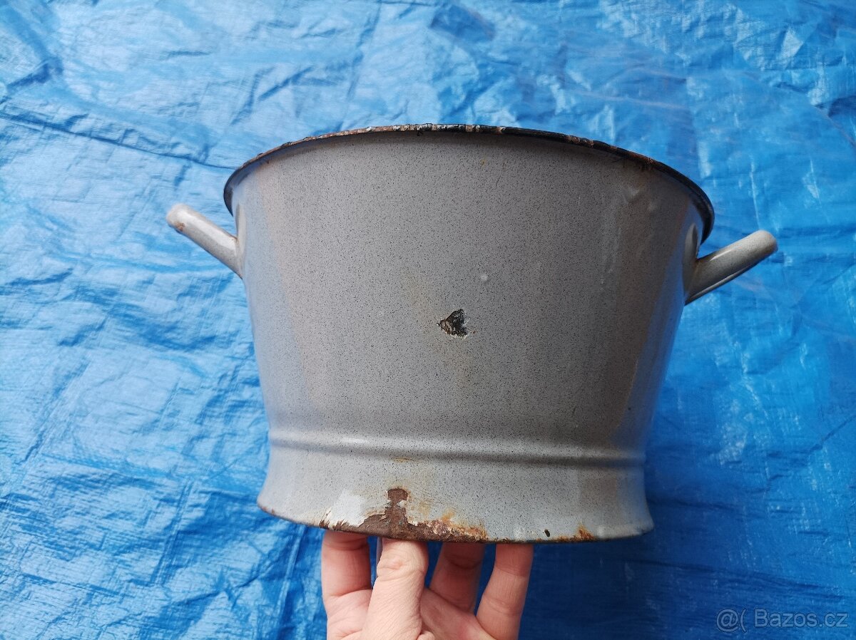 Smaltovaný šedý cedník - 4