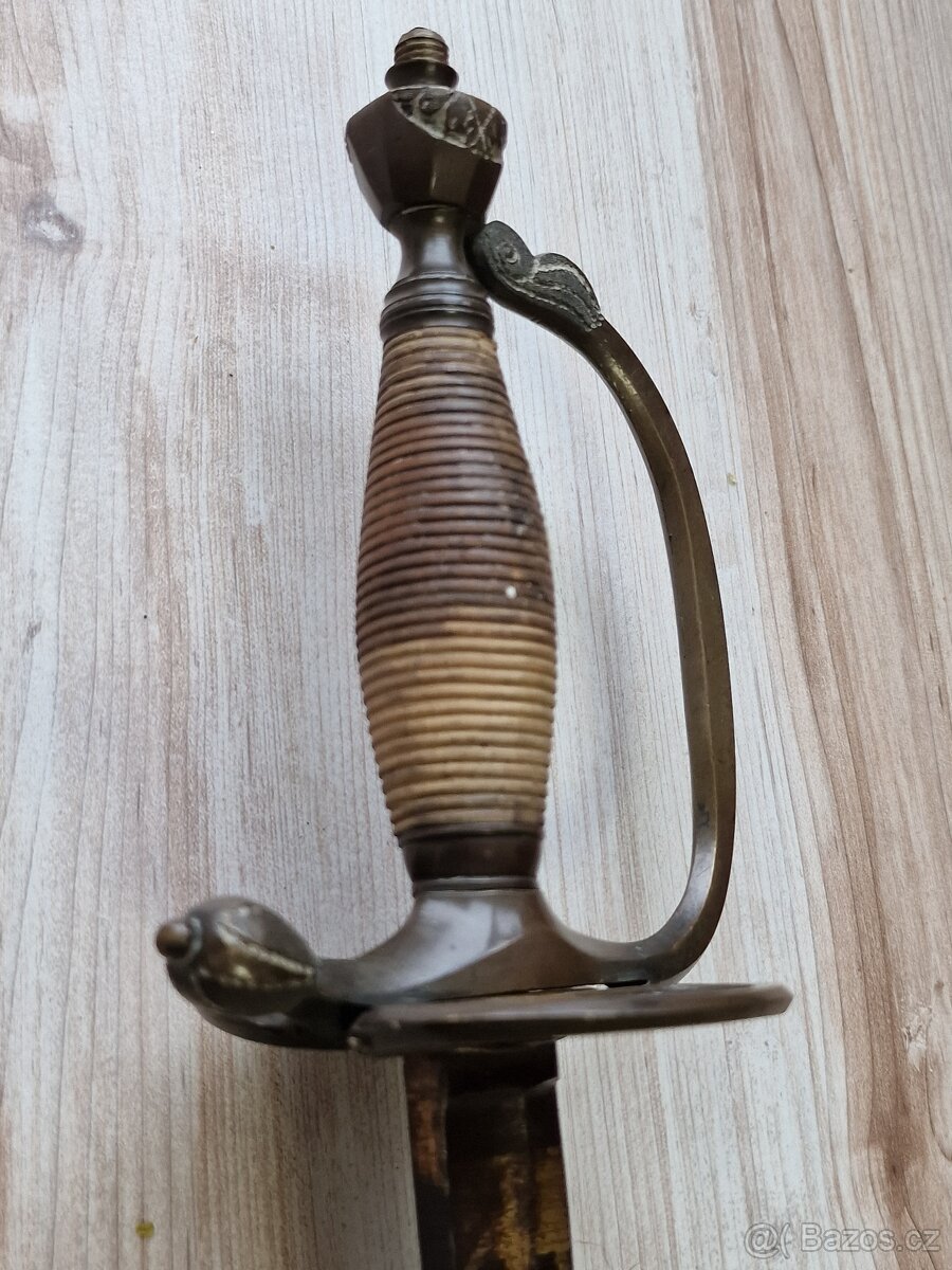 kord důstojník pěchoty Anglie 18.stol - čepel zdobená zlatem - 4