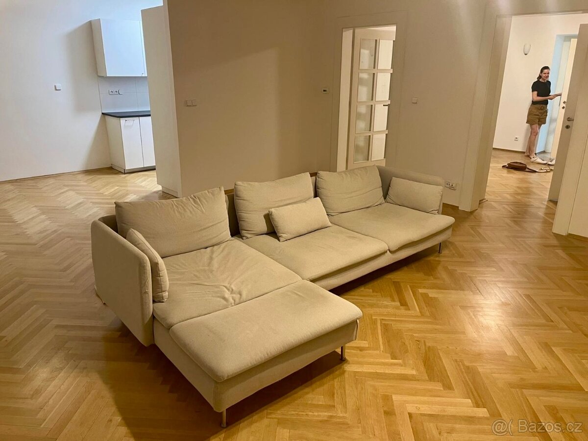 IKEA SÖDERHAMN 4místná pohovka s lenoškou, světle béžová - 4