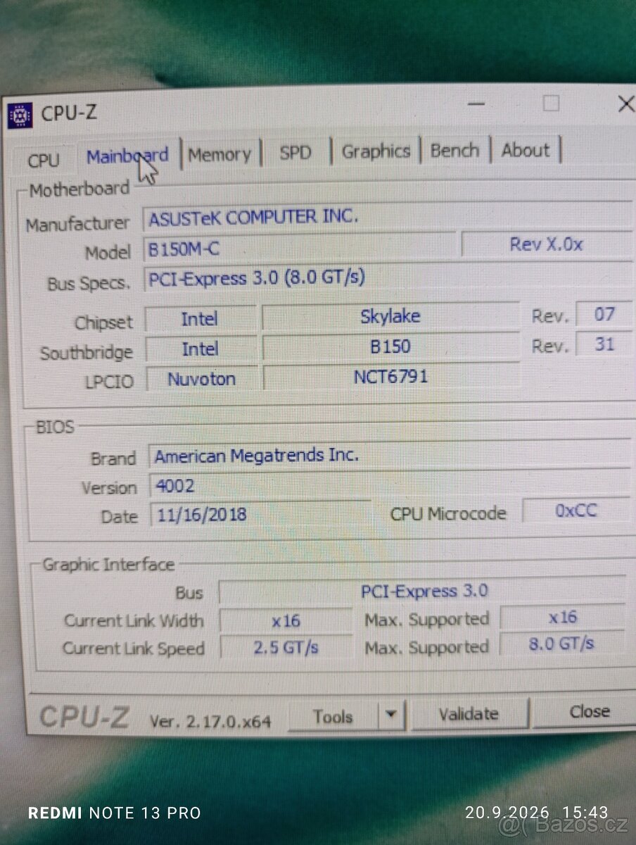 Asus B150M-C + I5-6600 + 8gb ddr4 ram - 4