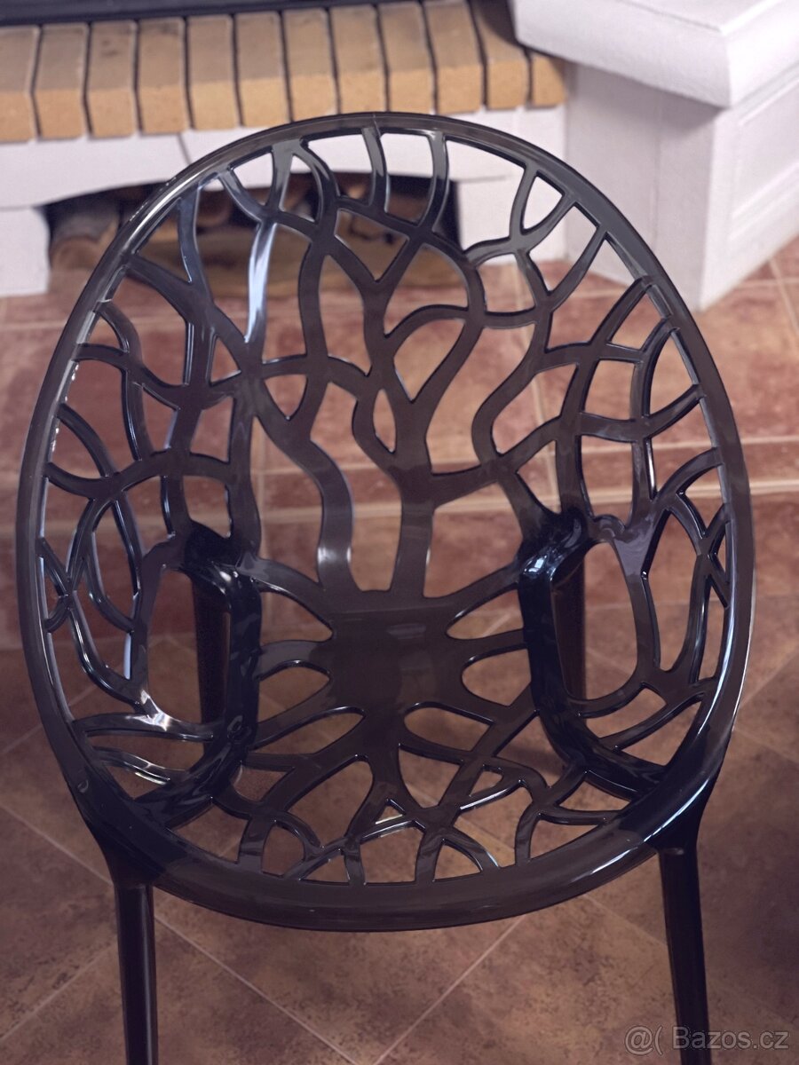 Luxusní designová křesla Koral, kouřový polykarbonát 6ks - 4