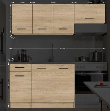 KUCHYŇSKÁ LINKA PUNO 180/ DUB CREMONA - NOVÁ - 4