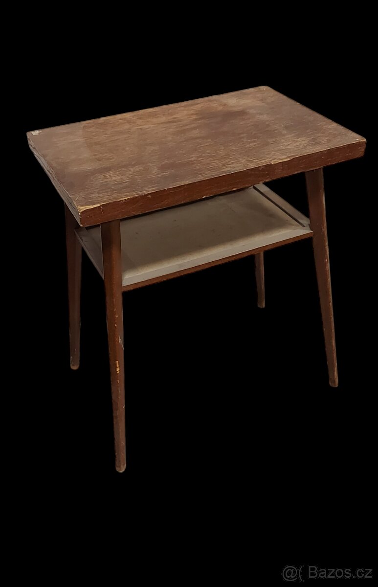 Renovovaný dubový odkládací stolek s mandalou - 4