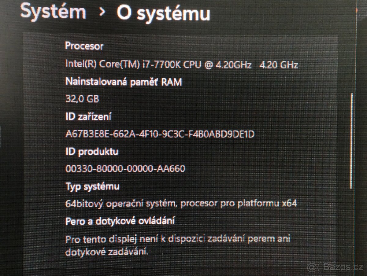 Herní PC Intel i7 7700K, 5700xt, 32GB Ram, 250gb SSD+1tb - 4