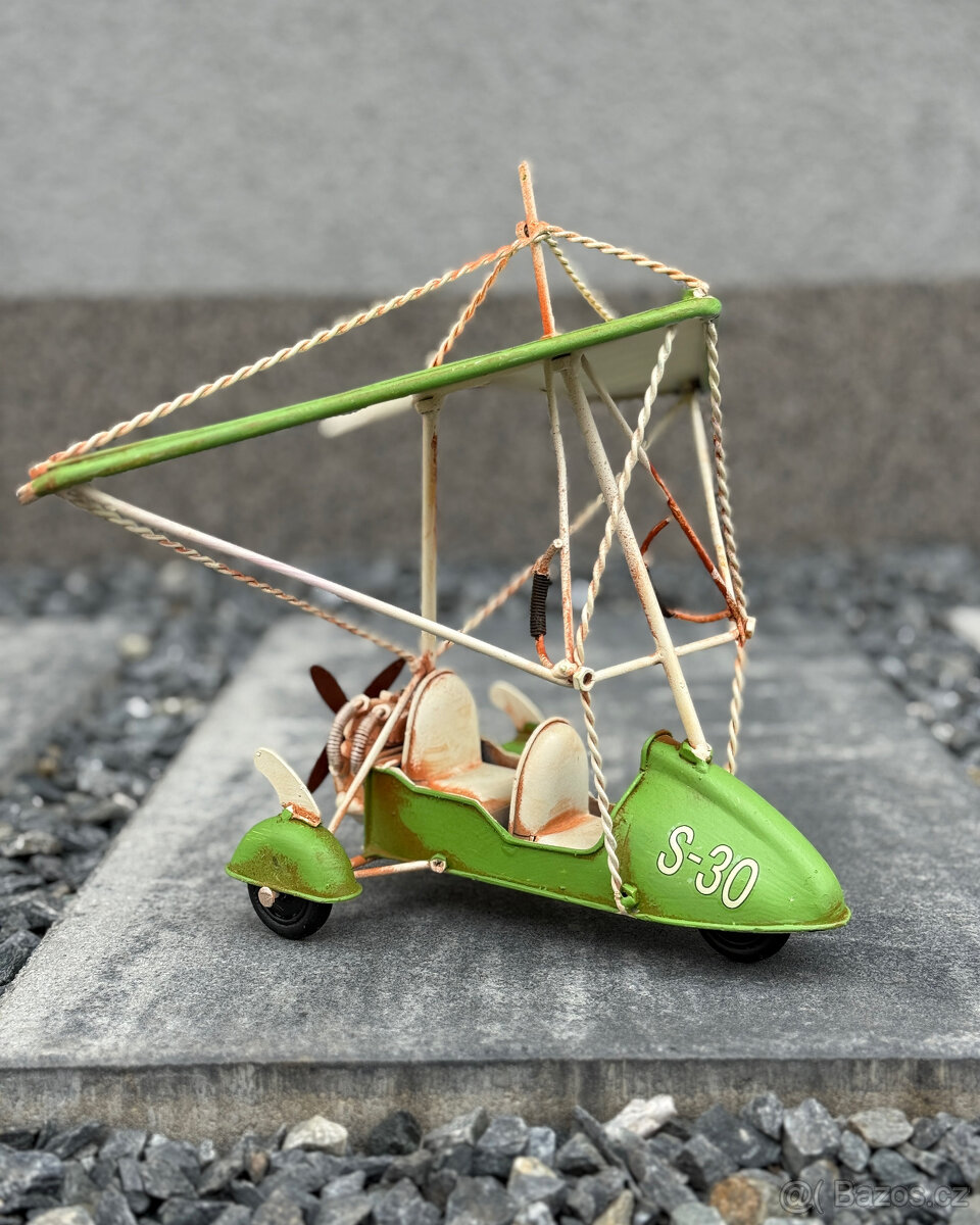 Kovový model paramotoru maketa letadla dekorace letectví - 4