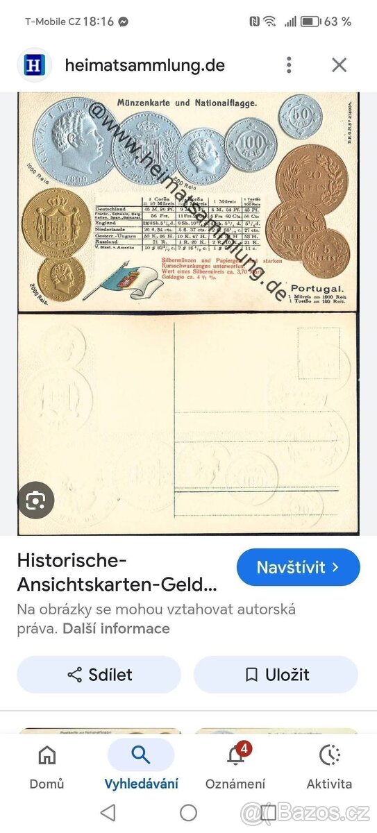 Peníze všech Zemí světa 37 Pohlednic s Mincemi z celého svět - 4