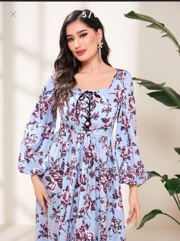 Květované dlouhé šaty se šněrováním - NOVÉ - 4