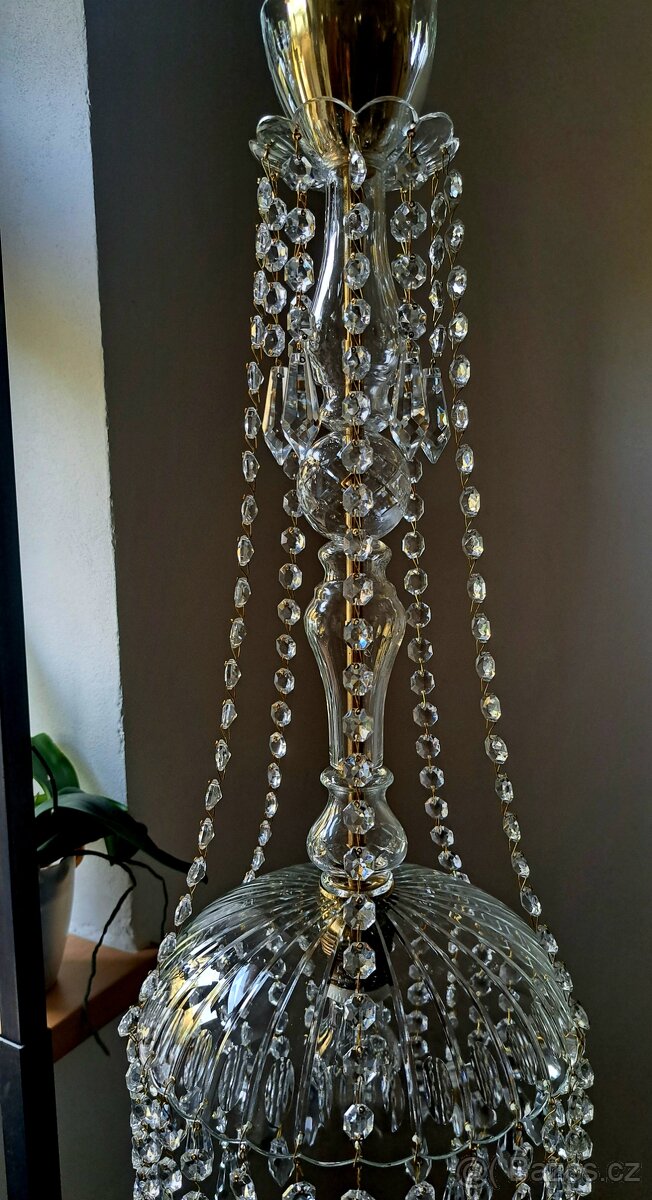 Starožitný celoskleněný lustr, lustřík - 4