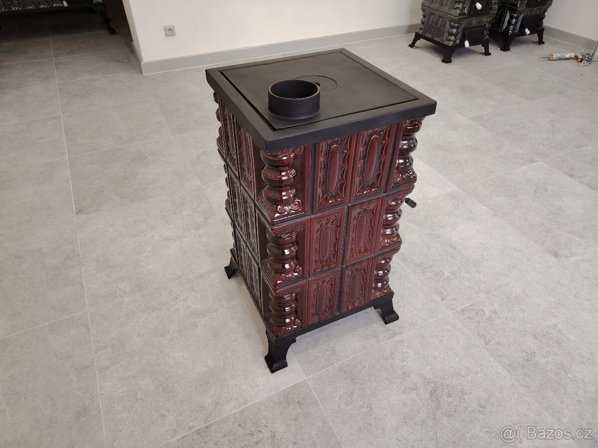 Kachlová kamna Oto s varnou deskou hnědá - 4