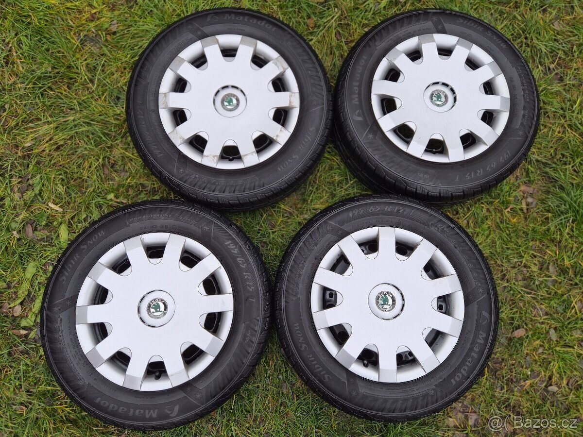 Kompletní zimní ocelová kola ŠKODA - 195/65 R15 - 5x100 - 4