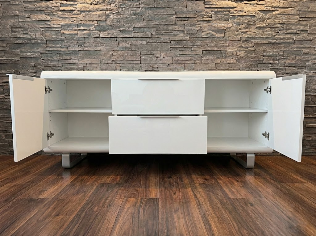 Skříň pod TV - bílý lesk - 4